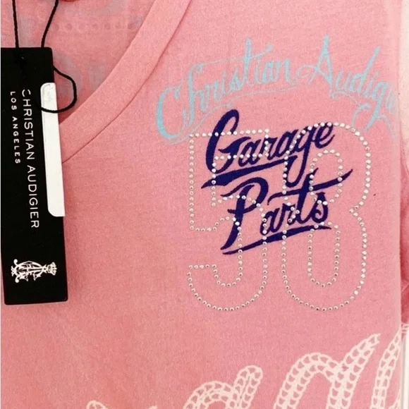 Christian Audigier/Ed Hardy Melon Garage Parts Checkered Racer Tunic/Tee NWT LG - Picture 3 of 6